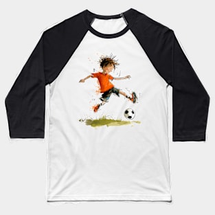 Little Boy Playing Soccer Baseball T-Shirt